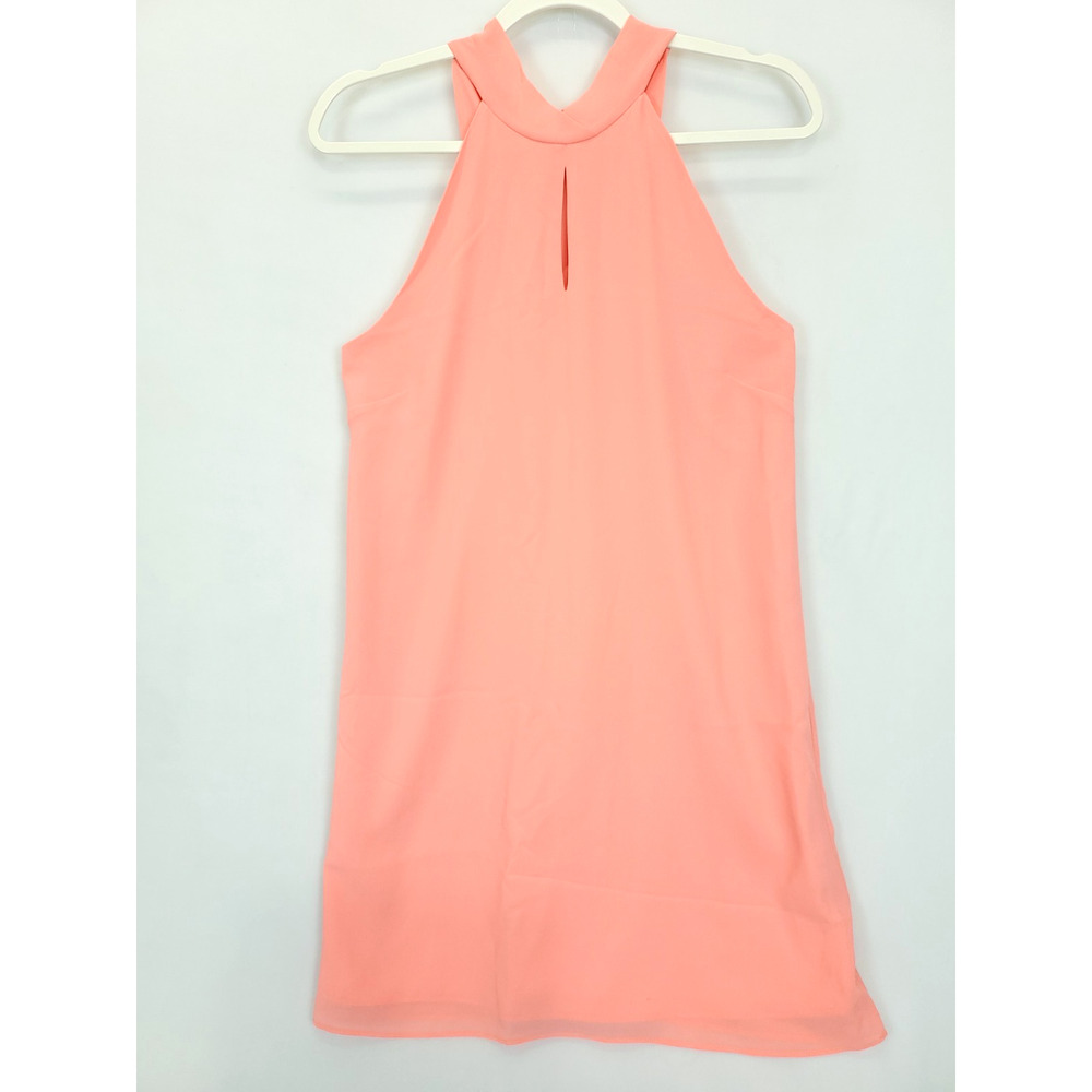 Naked Zebra Halter Short Dress Keyhole Sleeveless Women S Coral Feminine Resort